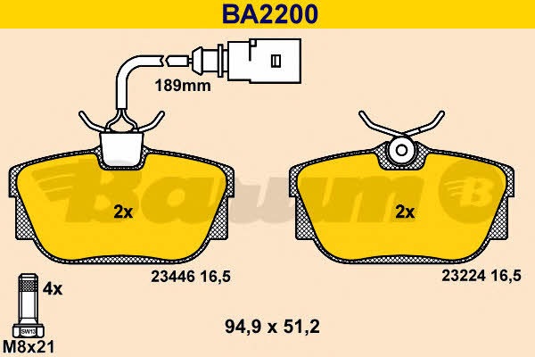 Barum BA2200 Brake Pad Set, disc brake BA2200: Buy near me in Poland at 2407.PL - Good price!