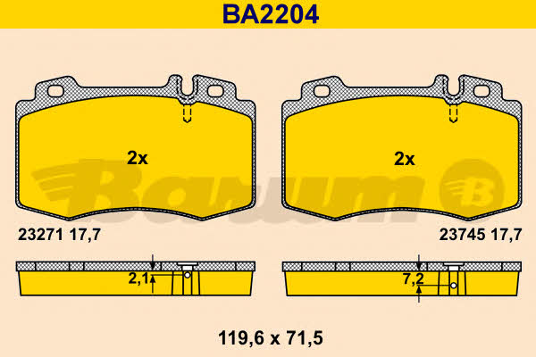 Barum BA2204 Klocki hamulcowe, zestaw BA2204: Dobra cena w Polsce na 2407.PL - Kup Teraz!