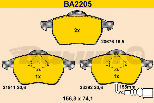 Barum BA2205 Тормозные колодки дисковые, комплект BA2205: Отличная цена - Купить в Польше на 2407.PL!