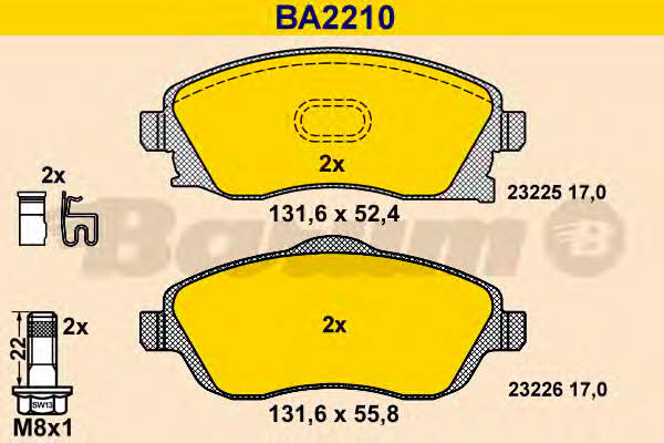 Barum BA2210 Гальмівні колодки, комплект BA2210: Приваблива ціна - Купити у Польщі на 2407.PL!