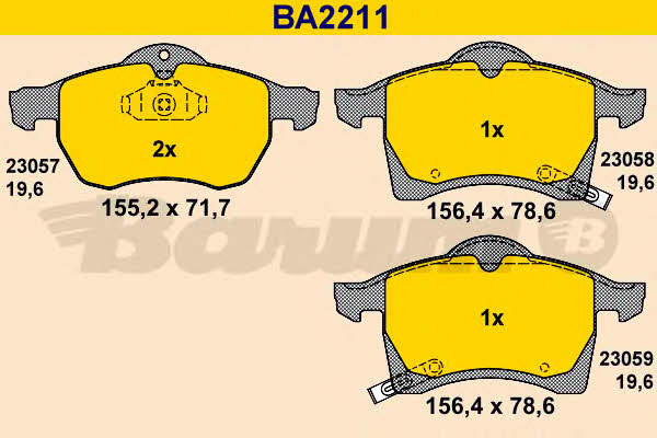 Barum BA2211 Brake Pad Set, disc brake BA2211: Buy near me in Poland at 2407.PL - Good price!