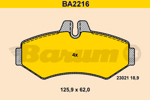 Barum BA2216 Гальмівні колодки, комплект BA2216: Приваблива ціна - Купити у Польщі на 2407.PL!