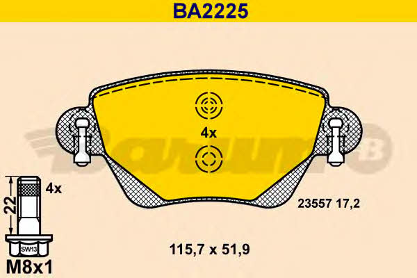 Barum BA2225 Тормозные колодки дисковые, комплект BA2225: Отличная цена - Купить в Польше на 2407.PL!