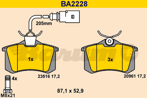 Barum BA2228 Тормозные колодки дисковые, комплект BA2228: Отличная цена - Купить в Польше на 2407.PL!