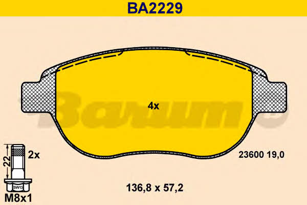 Barum BA2229 Brake Pad Set, disc brake BA2229: Buy near me at 2407.PL in Poland at an Affordable price!