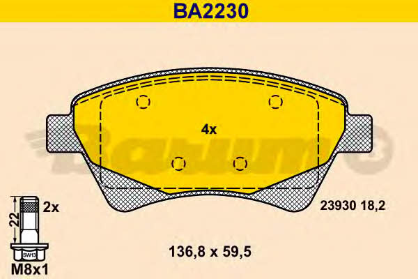 Barum BA2230 Тормозные колодки дисковые, комплект BA2230: Отличная цена - Купить в Польше на 2407.PL!