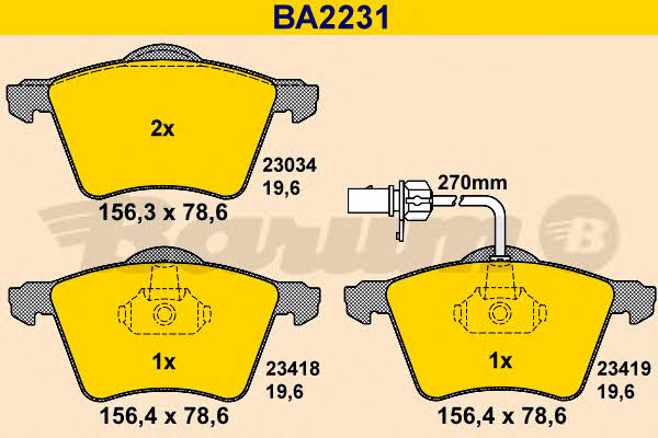 Barum BA2231 Scheibenbremsbeläge, Set BA2231: Kaufen Sie zu einem guten Preis in Polen bei 2407.PL!