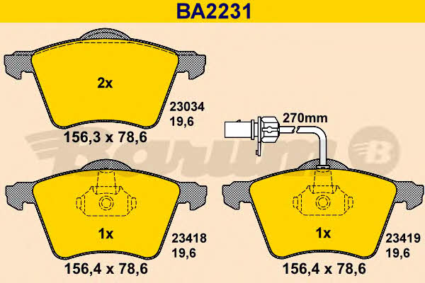 Barum BA2231 Klocki hamulcowe, zestaw BA2231: Dobra cena w Polsce na 2407.PL - Kup Teraz!