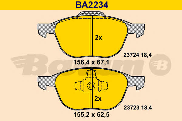 Barum BA2234 Brake Pad Set, disc brake BA2234: Buy near me in Poland at 2407.PL - Good price!