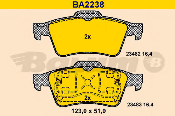 Barum BA2238 Гальмівні колодки, комплект BA2238: Приваблива ціна - Купити у Польщі на 2407.PL!