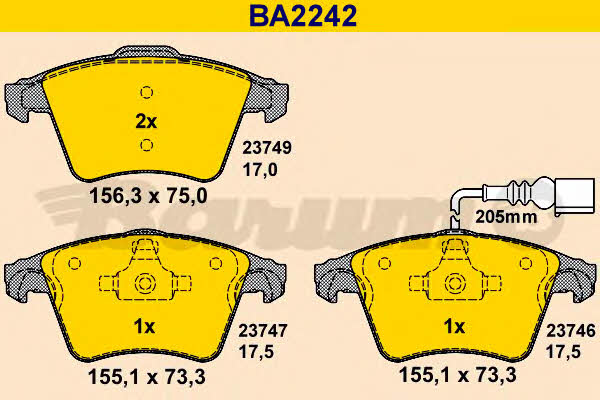 Barum BA2242 Тормозные колодки дисковые, комплект BA2242: Отличная цена - Купить в Польше на 2407.PL!