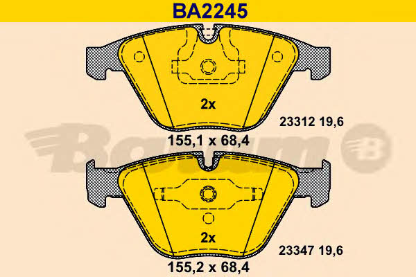 Barum BA2245 Гальмівні колодки, комплект BA2245: Приваблива ціна - Купити у Польщі на 2407.PL!