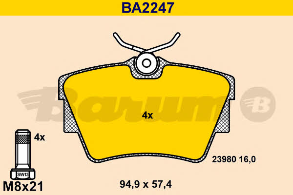 Barum BA2247 Тормозные колодки дисковые, комплект BA2247: Отличная цена - Купить в Польше на 2407.PL!