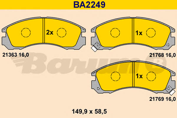 Barum BA2249 Brake Pad Set, disc brake BA2249: Buy near me in Poland at 2407.PL - Good price!