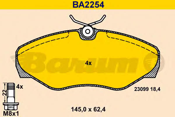 Barum BA2254 Тормозные колодки дисковые, комплект BA2254: Отличная цена - Купить в Польше на 2407.PL!