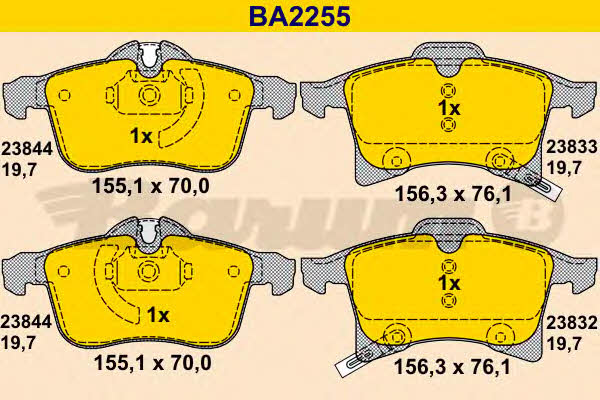 Barum BA2255 Brake Pad Set, disc brake BA2255: Buy near me in Poland at 2407.PL - Good price!