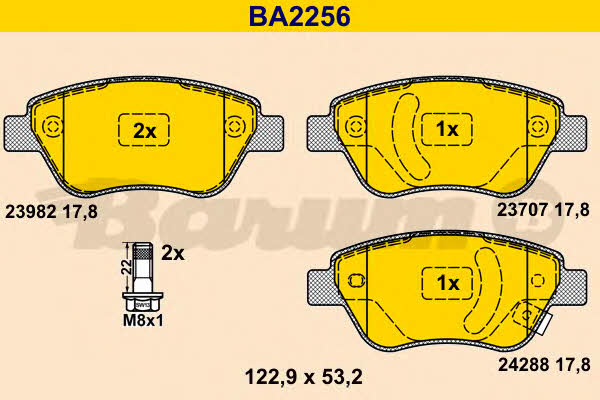 Barum BA2256 Brake Pad Set, disc brake BA2256: Buy near me in Poland at 2407.PL - Good price!