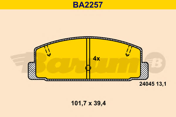 Barum BA2257 Гальмівні колодки, комплект BA2257: Приваблива ціна - Купити у Польщі на 2407.PL!