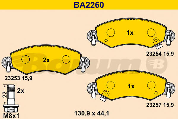 Barum BA2260 Гальмівні колодки, комплект BA2260: Приваблива ціна - Купити у Польщі на 2407.PL!