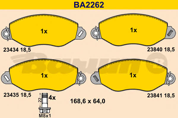 Barum BA2262 Brake Pad Set, disc brake BA2262: Buy near me in Poland at 2407.PL - Good price!