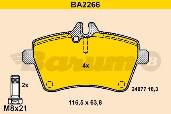Barum BA2266 Тормозные колодки дисковые, комплект BA2266: Отличная цена - Купить в Польше на 2407.PL!
