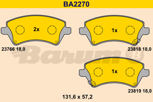 Barum BA2270 Brake Pad Set, disc brake BA2270: Buy near me in Poland at 2407.PL - Good price!