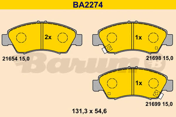 Barum BA2274 Scheibenbremsbeläge, Set BA2274: Kaufen Sie zu einem guten Preis in Polen bei 2407.PL!