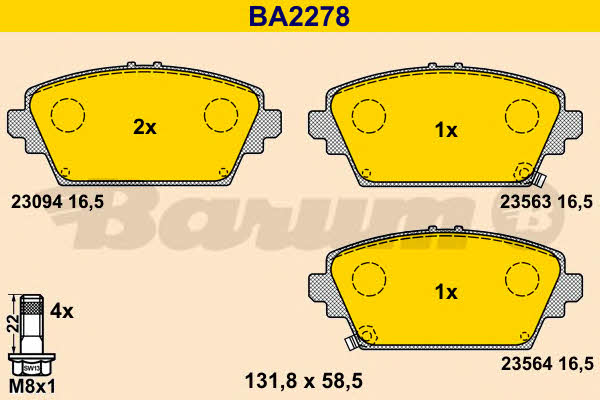 Barum BA2278 Тормозные колодки дисковые, комплект BA2278: Отличная цена - Купить в Польше на 2407.PL!