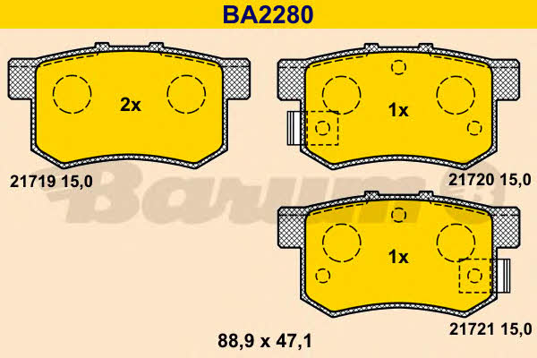 Barum BA2280 Scheibenbremsbeläge, Set BA2280: Kaufen Sie zu einem guten Preis in Polen bei 2407.PL!