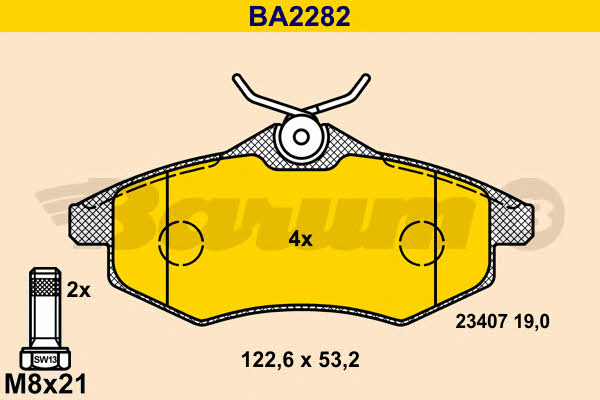 Barum BA2282 Brake Pad Set, disc brake BA2282: Buy near me in Poland at 2407.PL - Good price!