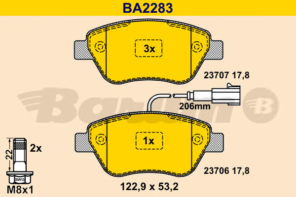 Barum BA2283 Тормозные колодки дисковые, комплект BA2283: Отличная цена - Купить в Польше на 2407.PL!