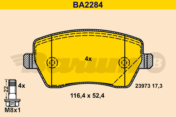 Barum BA2284 Тормозные колодки дисковые, комплект BA2284: Отличная цена - Купить в Польше на 2407.PL!