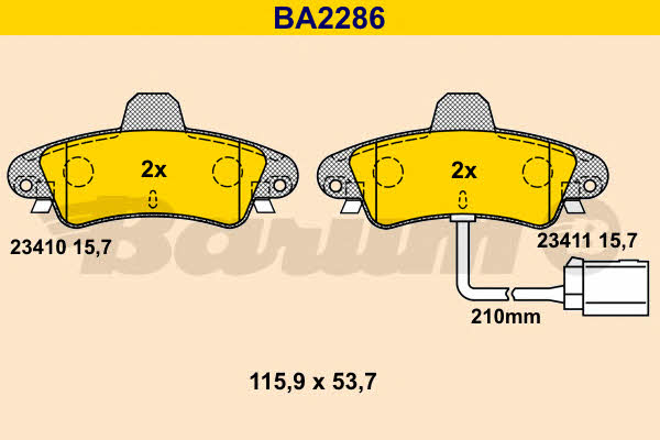 Barum BA2286 Brake Pad Set, disc brake BA2286: Buy near me in Poland at 2407.PL - Good price!