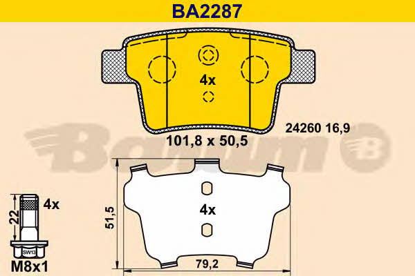Barum BA2287 Klocki hamulcowe, zestaw BA2287: Dobra cena w Polsce na 2407.PL - Kup Teraz!