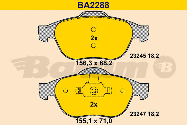 Barum BA2288 Scheibenbremsbeläge, Set BA2288: Kaufen Sie zu einem guten Preis in Polen bei 2407.PL!