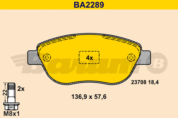 Barum BA2289 Brake Pad Set, disc brake BA2289: Buy near me in Poland at 2407.PL - Good price!