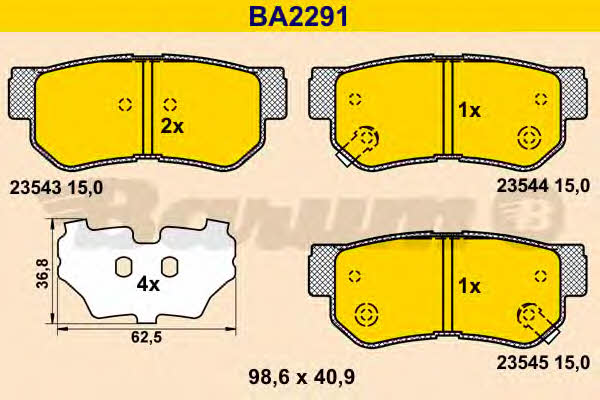 Barum BA2291 Тормозные колодки дисковые, комплект BA2291: Отличная цена - Купить в Польше на 2407.PL!
