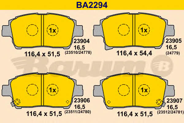 Barum BA2294 Тормозные колодки дисковые, комплект BA2294: Отличная цена - Купить в Польше на 2407.PL!