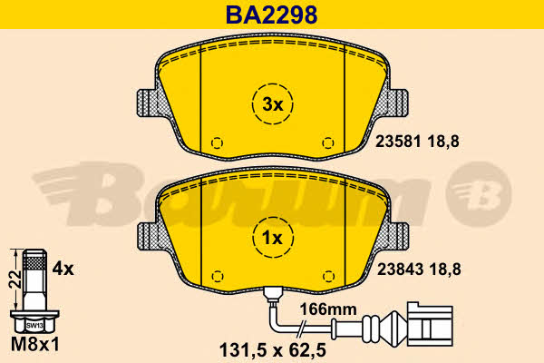 Barum BA2298 Brake Pad Set, disc brake BA2298: Buy near me in Poland at 2407.PL - Good price!