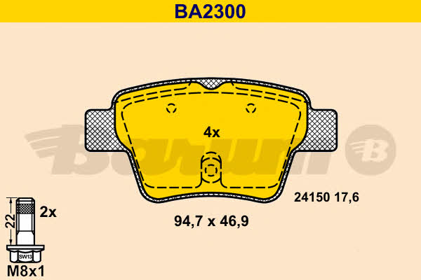 Barum BA2300 Brake Pad Set, disc brake BA2300: Buy near me in Poland at 2407.PL - Good price!