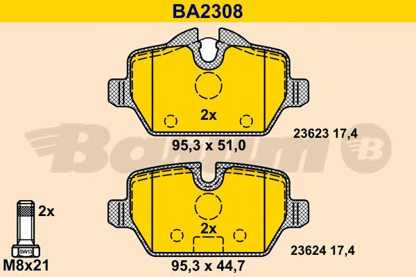 Barum BA2308 Brake Pad Set, disc brake BA2308: Buy near me in Poland at 2407.PL - Good price!