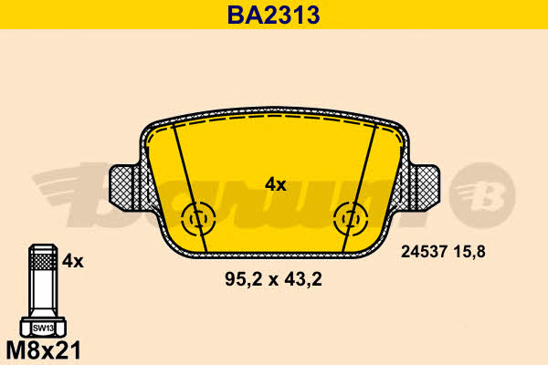 Barum BA2313 Тормозные колодки дисковые, комплект BA2313: Отличная цена - Купить в Польше на 2407.PL!