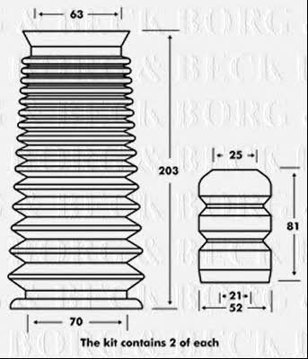 Borg & beck BPK7072 Bellow and bump for 1 shock absorber BPK7072: Buy near me in Poland at 2407.PL - Good price!