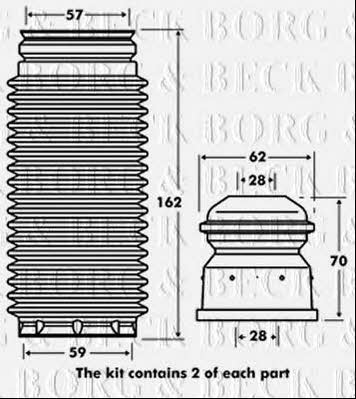 Borg & beck BPK7053 Пильник і відбійник на 1 амортизатор BPK7053: Приваблива ціна - Купити у Польщі на 2407.PL!