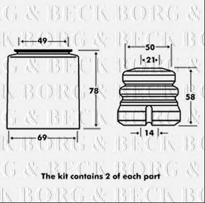Borg & beck BPK7026 Пильник і відбійник на 1 амортизатор BPK7026: Приваблива ціна - Купити у Польщі на 2407.PL!