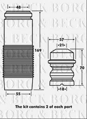Borg & beck BPK7055 Пильник і відбійник на 1 амортизатор BPK7055: Приваблива ціна - Купити у Польщі на 2407.PL!