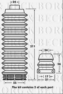 Borg & beck BPK7054 Пильник і відбійник на 1 амортизатор BPK7054: Приваблива ціна - Купити у Польщі на 2407.PL!