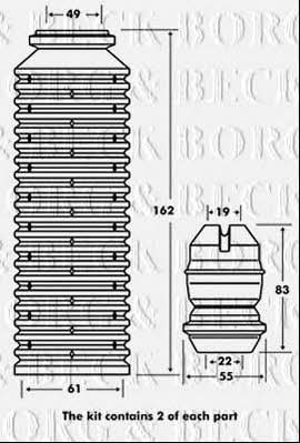 Borg & beck BPK7076 Пильник і відбійник на 1 амортизатор BPK7076: Приваблива ціна - Купити у Польщі на 2407.PL!