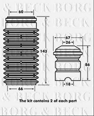 Borg & beck BPK7034 Bellow and bump for 1 shock absorber BPK7034: Buy near me in Poland at 2407.PL - Good price!