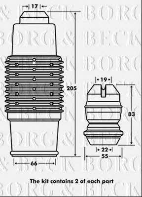 Borg & beck BPK7057 Пильник і відбійник на 1 амортизатор BPK7057: Приваблива ціна - Купити у Польщі на 2407.PL!